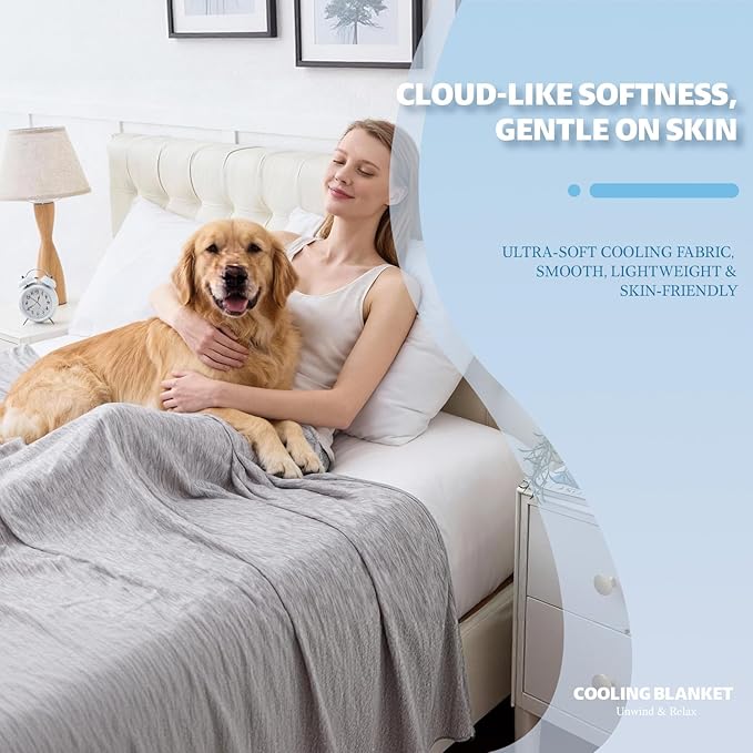 Cooling Blanket Twin Size, Cold Blanket Thin Lightweight Breathable Soft - Image 2