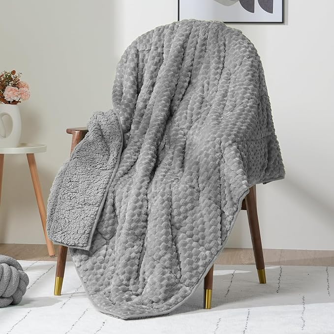 Wemore Fleece Weighted Blanket for Adults, Dual Sided Cozy Soft Sherpa Heavy - Image 2