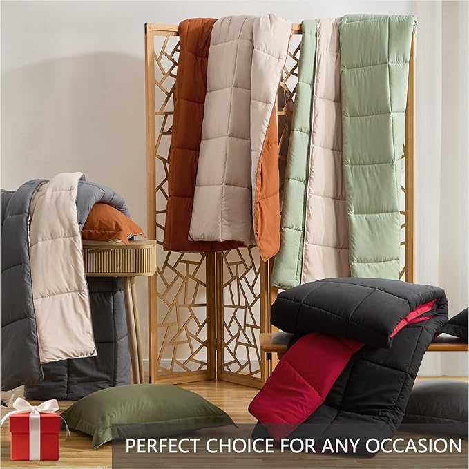 Homelike Moment Twin Comforter Set Olive Green, Lightweight Comforter Twin Size - Image 6