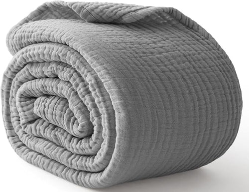 100% Cotton Muslin Blanket Queen 90" x 90", 6 Layers Breathable and Lightweight by Kozyhvn