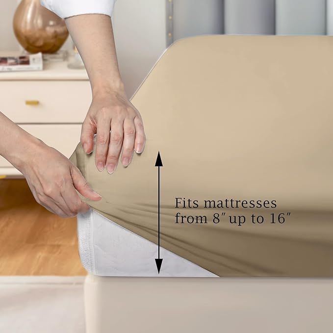 FreshCulture Pure Cotton Fitted Sheets Twin XL Size, 300 Thread Count Percale - Image 3