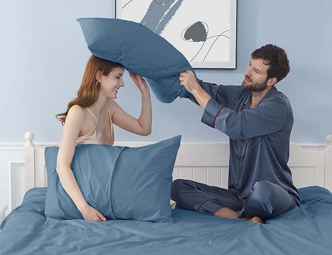 Pillow Cases, King Size Cotton Percale Weave Pillowcases, Pre-Shrunk Breathable - Image 2