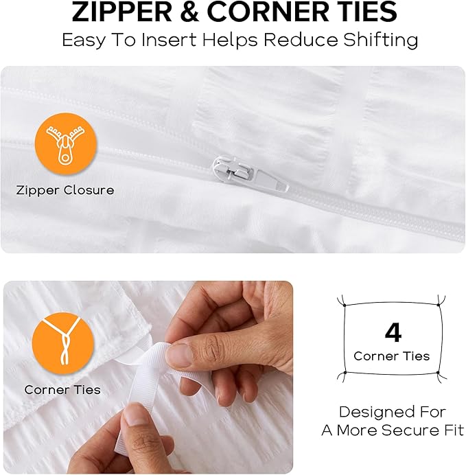Cozyide White Twin Duvet Cover, 2 Pieces Bedding Duvet Covers, Soft Breathable - Image 5