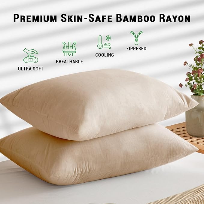 Gogreen Bamboo Rayon Waterproof Pillow Protector, Breathable Pillow Cover - Image 2