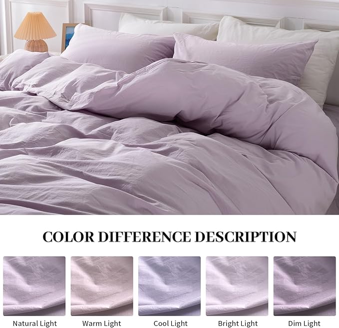 NEXHOME PRO Duvet Cover Set 100% Washed Cotton Oversized Queen 92"x98" - Image 2