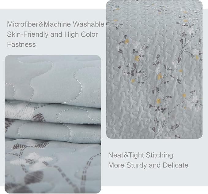 Exclusivo Mezcla Reversible Boho Quilts Queen Size, Light Blue Bedspreads - Image 5