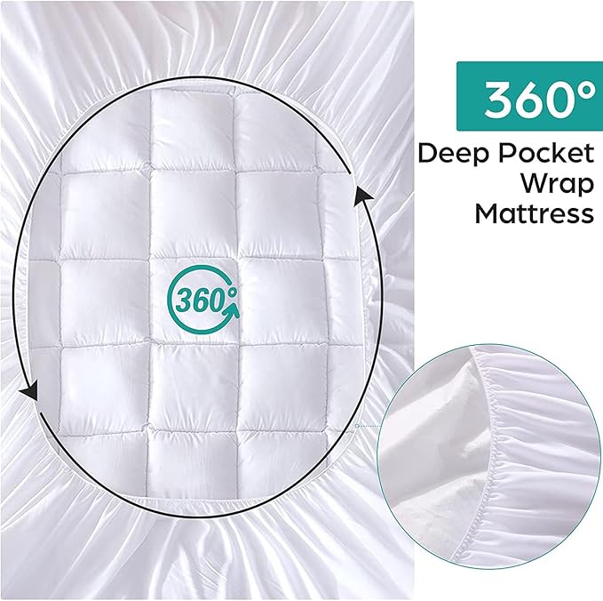WhatsBedding Waterproof Mattress Pad Full Size Cotton Top Down Alternative - Image 4
