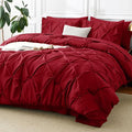 CozyLux Full Size Comforter Sets Dark Red, 7 Pieces Pintuck Bed in A Bag Red by CozyLux
