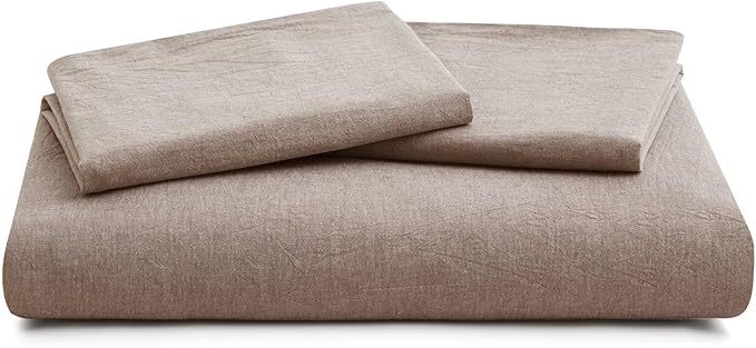100% Cotton Duvet Cover Full Size, Mauve Brown Linen-Like Natural Bedding Set - Image 7