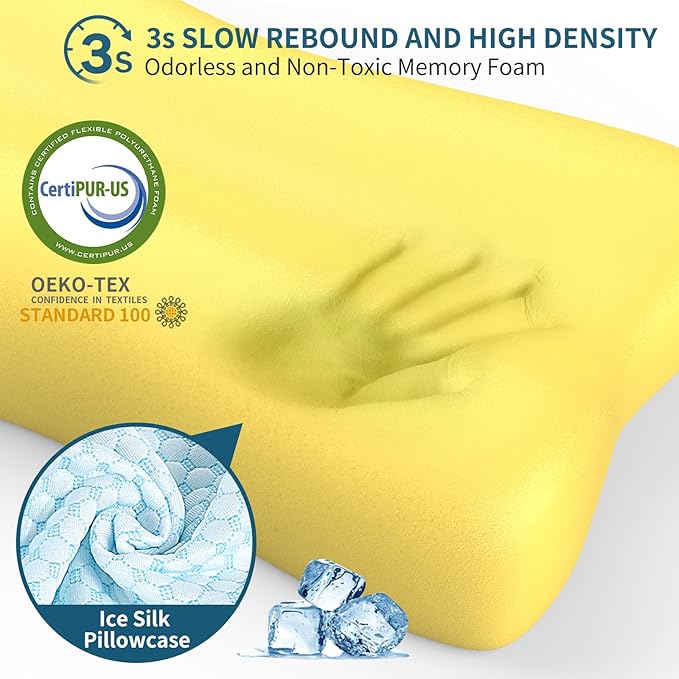 Cervical Neck Pillow for Pain Relief, Contour Memory Foam Pillows for Sleeping - Image 4