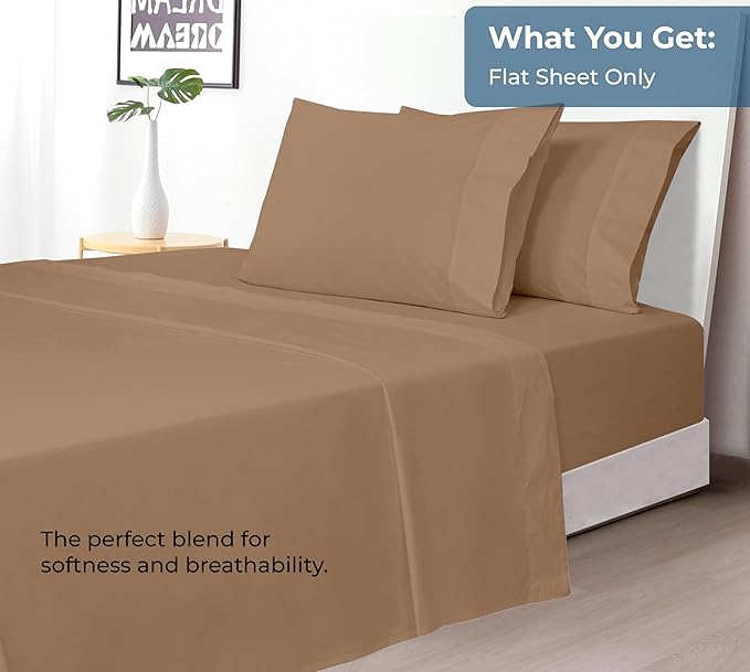 Royale Linens 100% Organic Cotton King Flat Sheet Only - Image 5