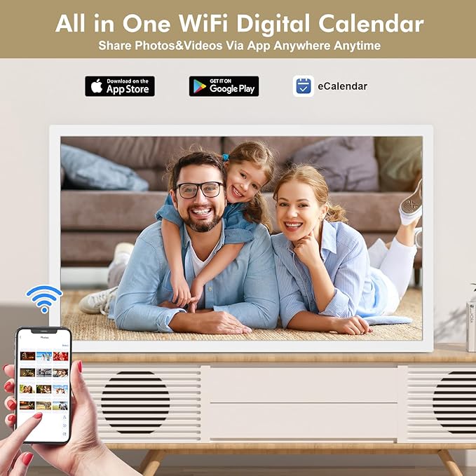Digital Calendar Chore-Chart for-Family-Meal Planner - 27 inch Touchscreen Interactive Display Smart Calendar for Family To Do List, Dual-WiFi, Auto-Sync Google iCloud Outlook Calendars, Wall Mounted-DeskoryOffice