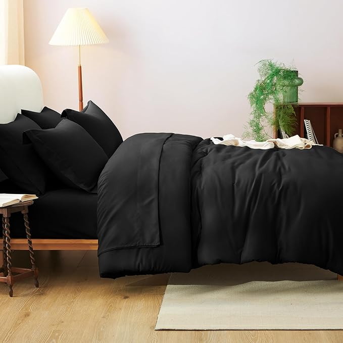 CozyLux Twin Comforter Set Black, 5 Pieces Bed in a Bag Twin Comforter Set - Image 8