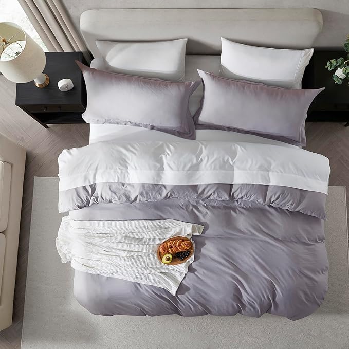 Nestl Grey Lavender California King Duvet Cover Sets - Image 5