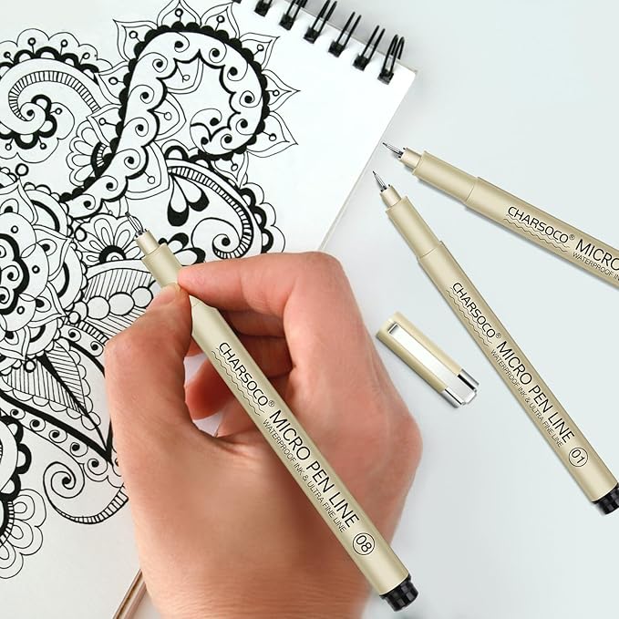 02 Micro Pen, Black Fine Point Pen with Waterproof Archival Ink, 0.28mm Fineliner Ink Pens for Artist Illustration, Sketching, Anime, Manga, Technical Drawing and Scrapbooking-DeskoryOffice