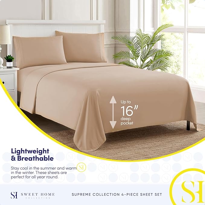 Twin XL Sheets - Breathable Luxury Sheets - 1800 Supreme Collection Extra Soft - Image 3