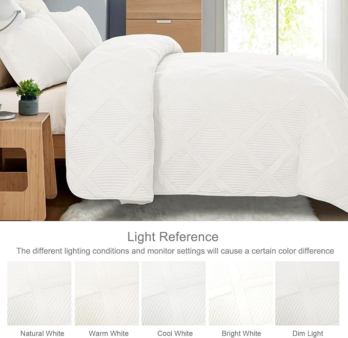Exclusivo Mezcla King Quilt Set- White Quilts Bedding Set - Image 3