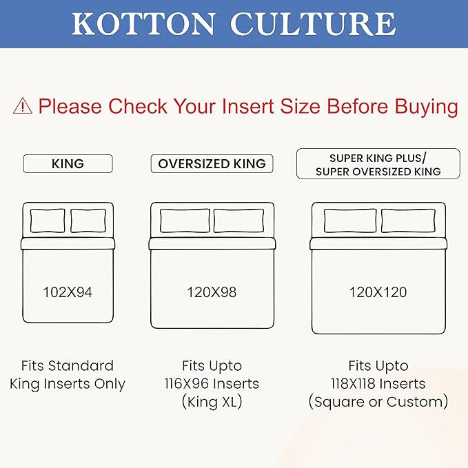 Kotton Culture 120"x120" 3 Pc Super King Plus/Super Oversize King Duvet Cover - Image 3