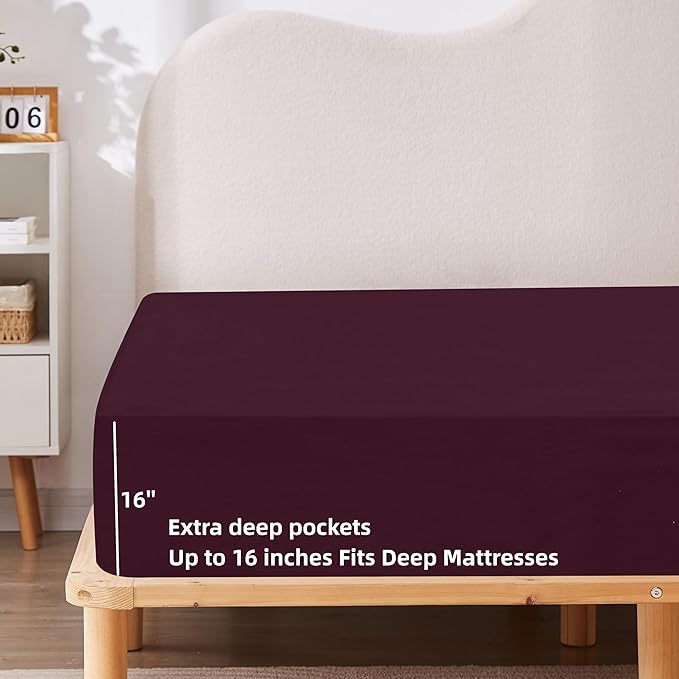 HBHLFZ Twin Fitted Sheet Only, Soft Breathable Bottom Sheet - Image 3