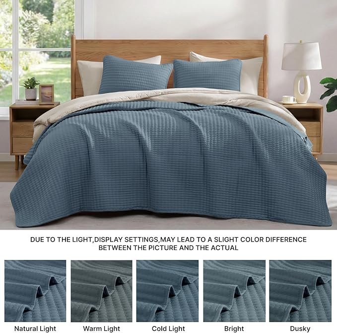 WRENSONGE Twin Quilt-2 Pieces Lightweight Bedspreads Oxford Blue Twin Quilt - Image 7