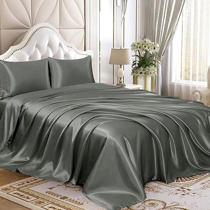 Homiest Dark Grey Satin Queen Bedding - Image 4