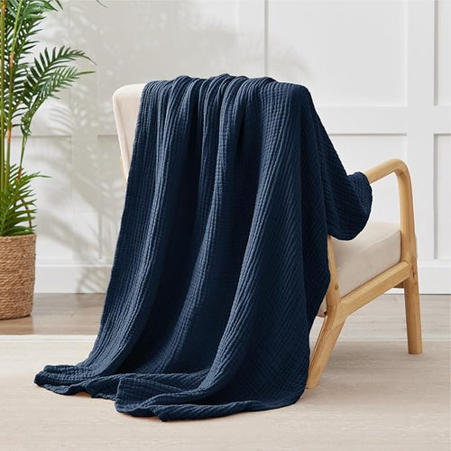 100% Cotton Muslin Blanket 50" x 60", Breathable and Lightweight Cotton Throw - Image 2