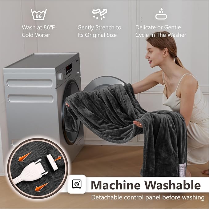 Wapaneus Heated Blanket Full 72" x 84" Electric Throw 10 Heating Levels 12 - Image 5