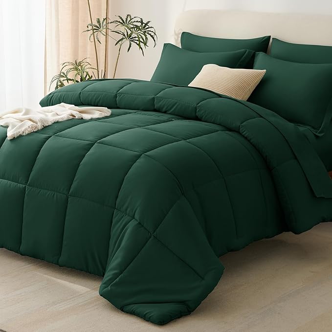 CozyLux Oversized King Comforter Sets Emerald Green, 7 Pieces Bed in a Bag by CozyLux