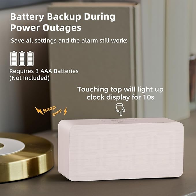 uscce Wooden Digital Alarm Clocks - Image 7