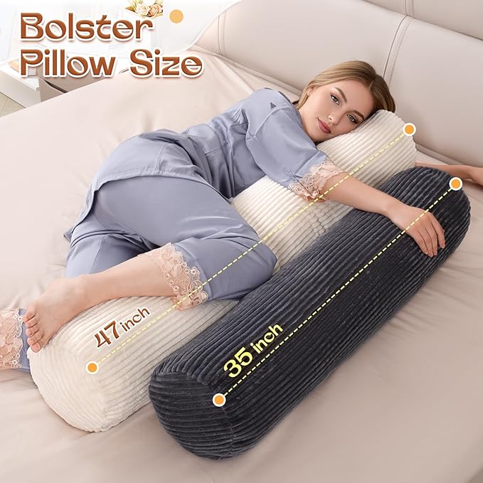 1 MIDDLE ONE Body Pillow for Adults, Long Bolster Pillow for Bed, Decorative - Image 3
