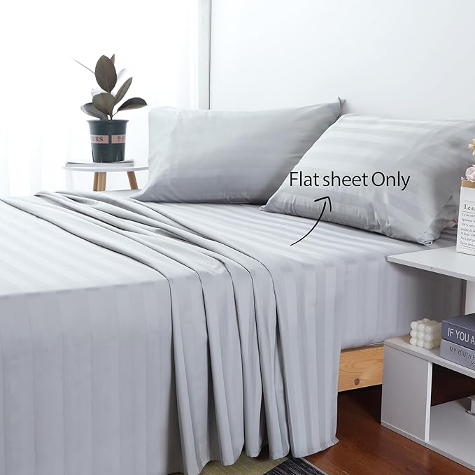 Cotton King Flat Sheet Only, 600 Thread Count 100% Egyptian Cotton Top Sheet - Image 2