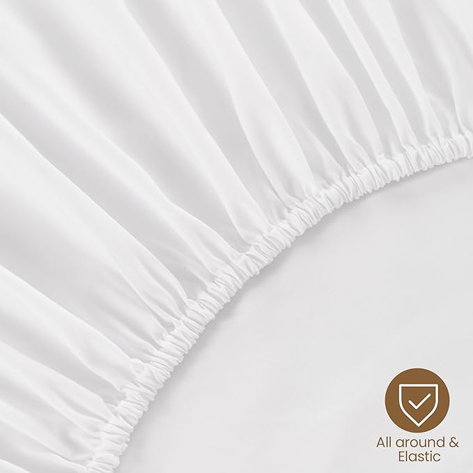 ROSE&RISY White King Fitted Sheet, Soft and Breathable - Image 6