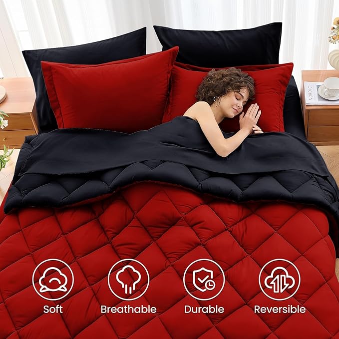 MUXHOMO 7 Pieces Full Comforter Set, Reversible Bed in a Bag Full Size - Image 6