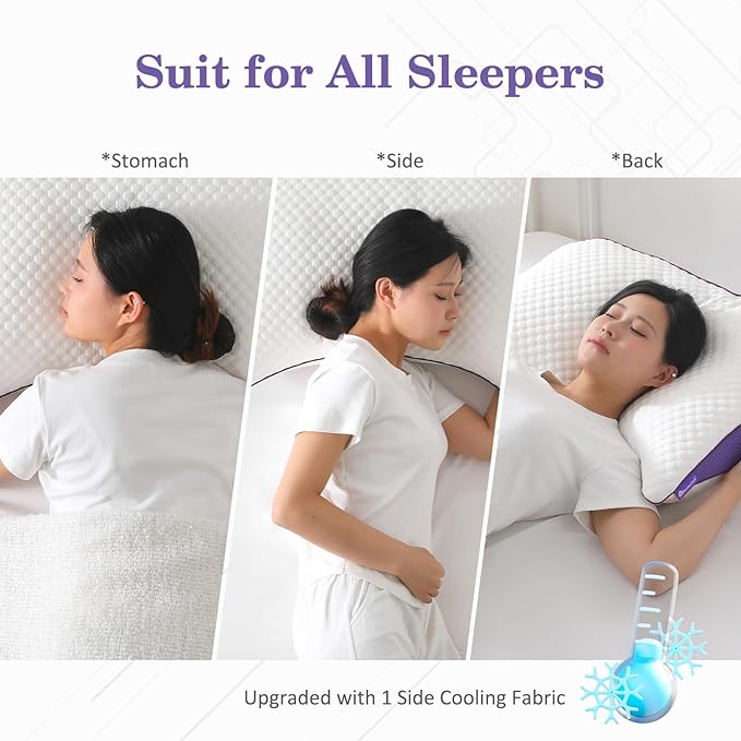 HOMELAB Adjustable Crescent Shredded Memory Foam Pillows King Size, Cooling Bed - Image 4