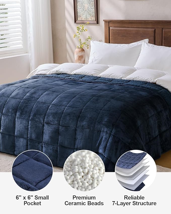 Super Fuzzy Soft Sherpa Fleece Weighted Blanket, 20 lbs Dual Sided Fluffy Heavy - Image 8