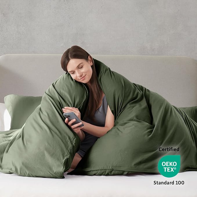 Nestl Olive Green California King Duvet Cover Sets - Image 3