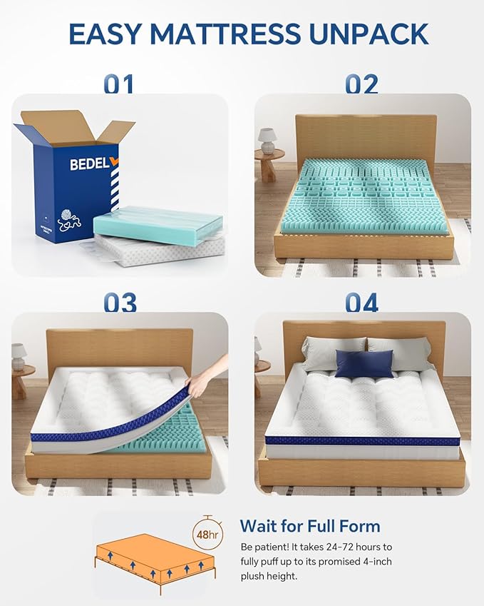 BEDELITE Twin XL Mattress Topper College Dorm Room Essentials, Dual Layer 4 - Image 7