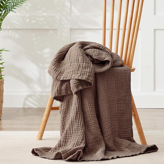 100% Cotton Muslin Blanket Queen 90" x 90", Breathable and Lightweight Cotton - Image 7