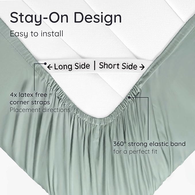 Bambaw 100% Viscose Derived from Bamboo Fitted Sheet Twin Size, 15’’ Deep - Image 5
