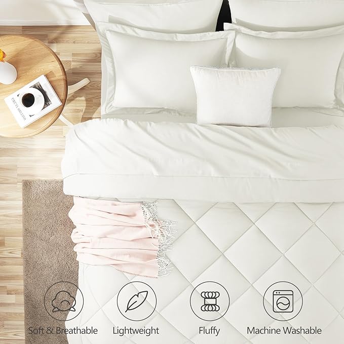 CozyLux Full Size Comforter Sets Ivory - Image 2