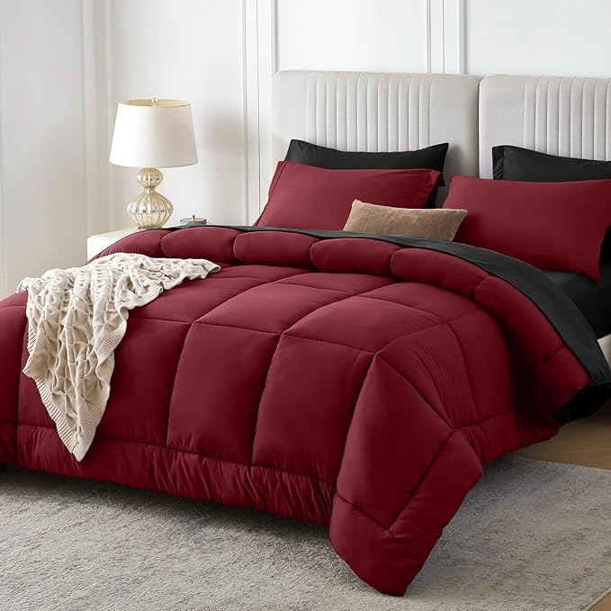 Sasttie Oversized King Comforter Set, 7 Pieces Reversible Bed in a Bag by SASTTIE
