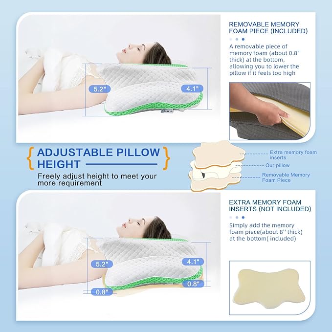 Pain Relief Cervical Pillow for Neck Support, Adjustable Ergonomic Pillow Cozy - Image 2