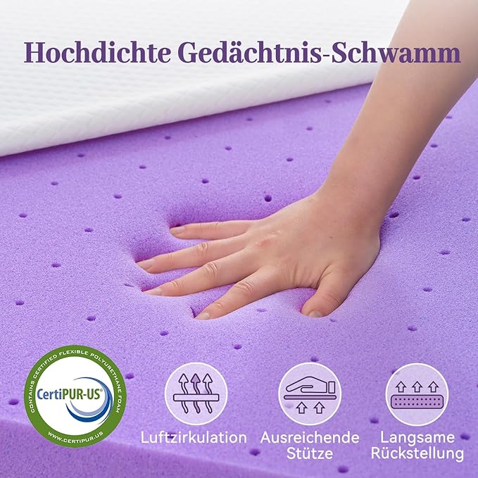 SINWEEK 3 Inch Gel Memory Foam Mattress Topper Queen Size, Ventilated High - Image 5