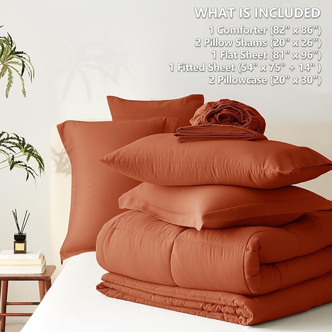 CozyLux Full Size Comforter Sets Terracotta - Image 5