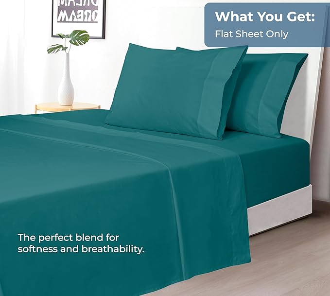 Royale Linens 100% Organic Cotton King Flat Sheet Only - Image 5