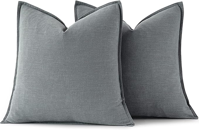 MIULEE Decorative Linen Euro Sham Pillow Covers 26x26 Gray ​Boho Farmhouse​ - Image 6