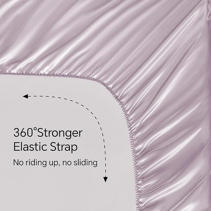 BEDELITE California King Sheets Set, Luxury Soft Lavender Satin Sheets - Image 5