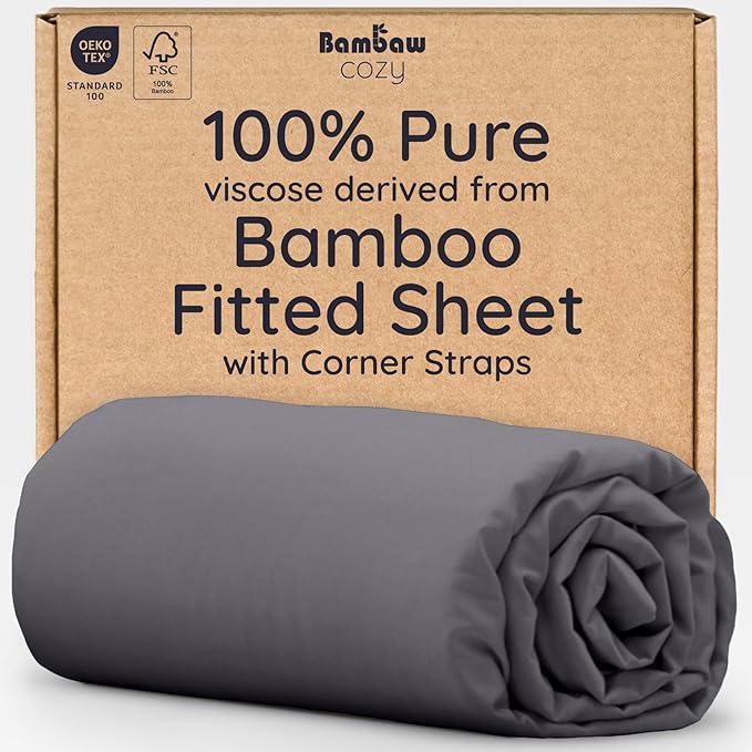 Bambaw 100% Viscose Derived from Bamboo Fitted Sheet Twin Size, Cooling Fitted by Bambaw
