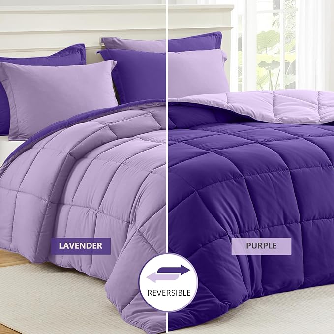 Homelike Moment Queen Comforter Set Purple, Comforters Queen Size Set, Soft - Image 2