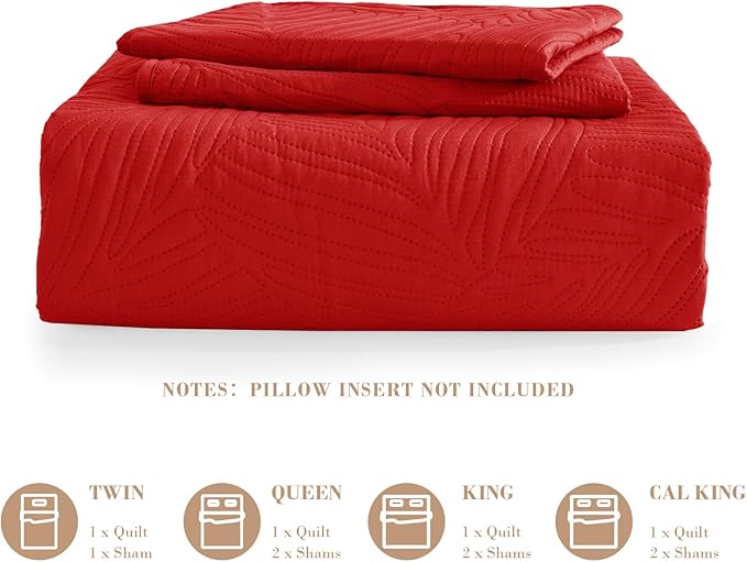 Exclusivo Mezcla California King Quilt Bedding Set, Lightweight Red Quilts Cal - Image 6